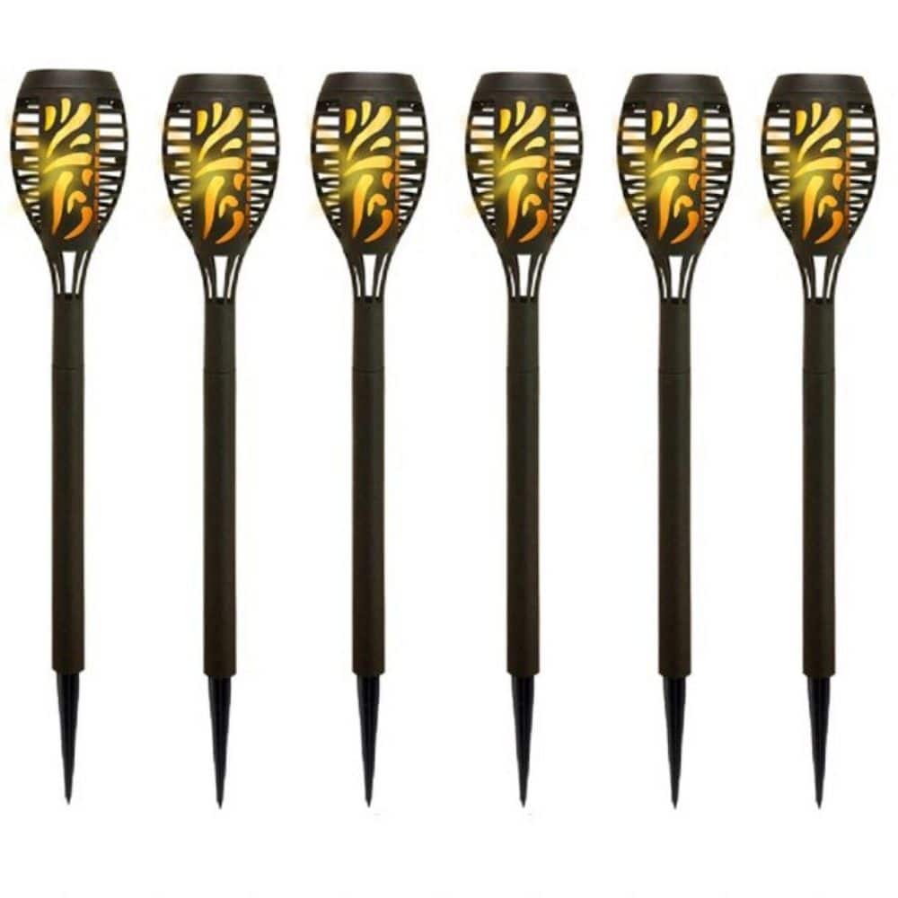 Deck Impressions 15 in. Solar Tiki Torch Light (6-Pack) 46283