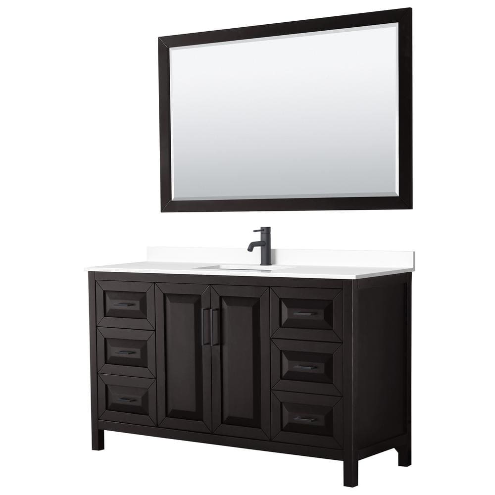 Daria 60 in. W x 22 in. D x 35.75 in. H Single Bath Vanity in Dark Espresso w/ White Cultured Marble Top, 58 in. Mirror price history on PriceWatchPro