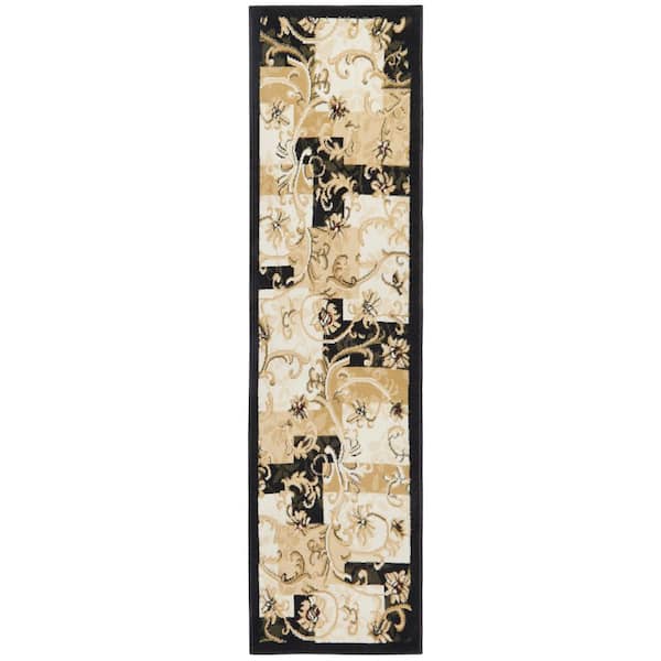 Optimum Byron Black/Beige 2 ft. x 7 ft. Geometric Runner Area Rug