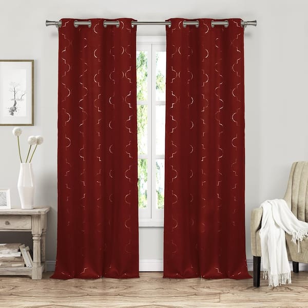 BLACKOUT 365 Stephanie Garnet Polyester Window Panel - 37 in. W x 84 in. L