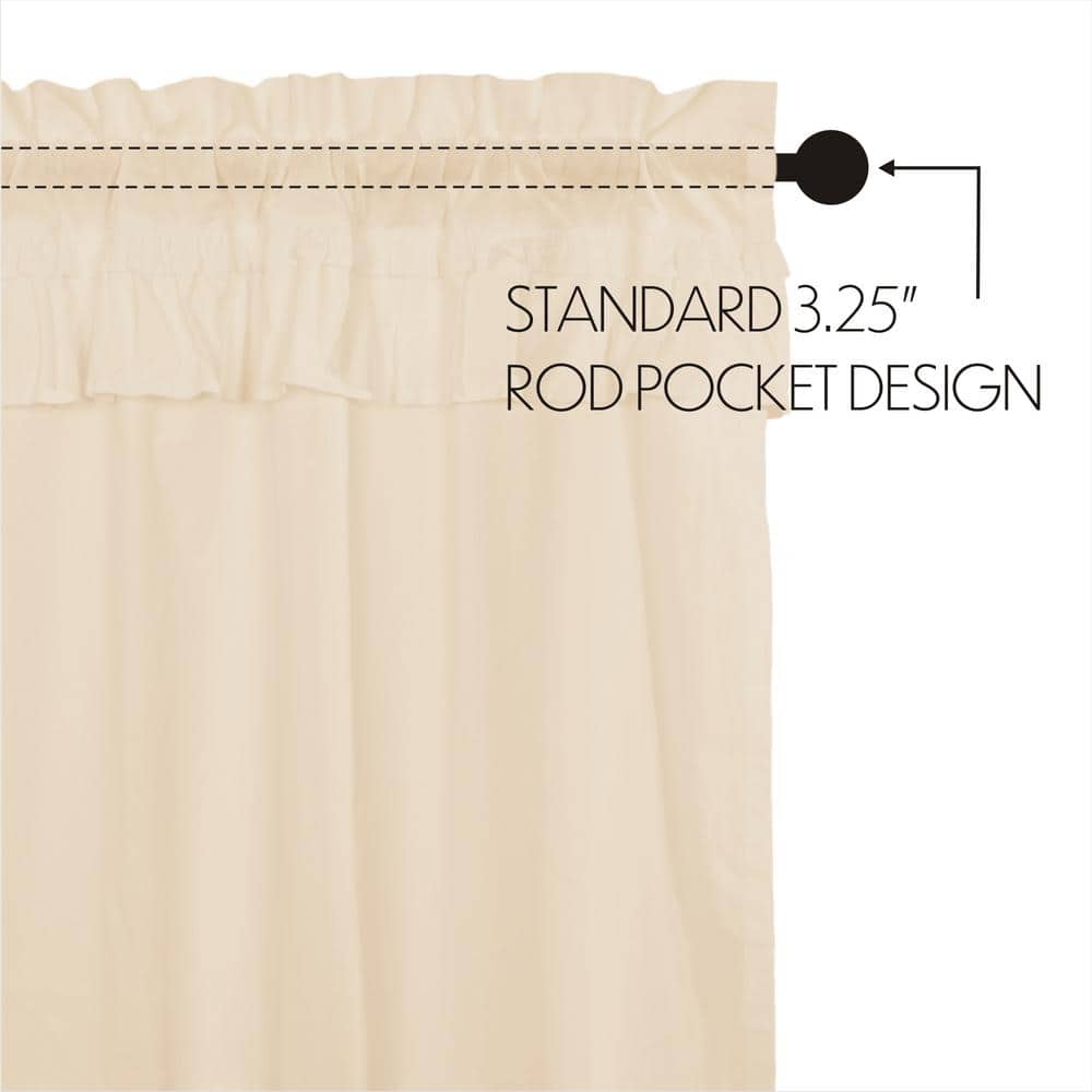 Natural Cotton Ruffled Tier Curtains with Rod Pocket, 36x36