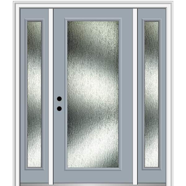 MMI Door 64 in. x 80 in. Right-Hand Inswing Rain Glass Storm Cloud Fiberglass Prehung Front Door on 6-9/16 in. Frame