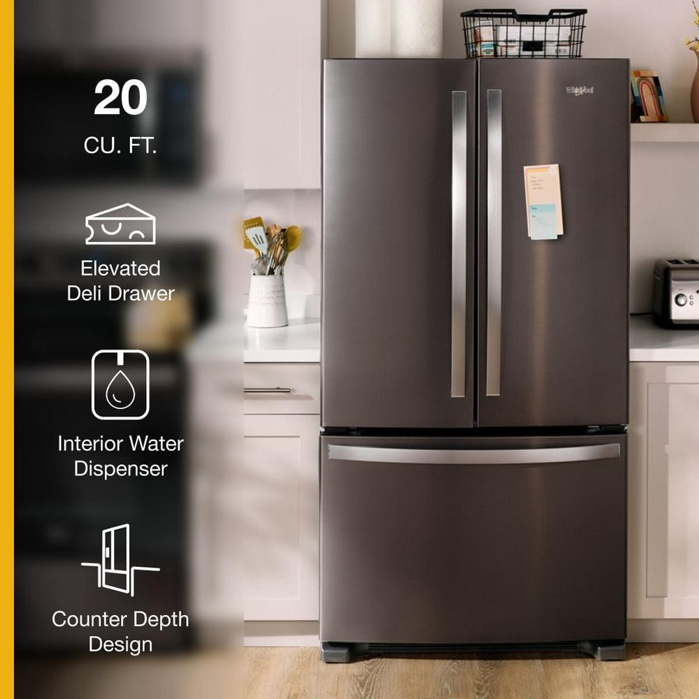 Whirlpool Counter-Depth French Door Bottom Mount Refrigerator in Print Resist Blk Stnlss on Fridge.com