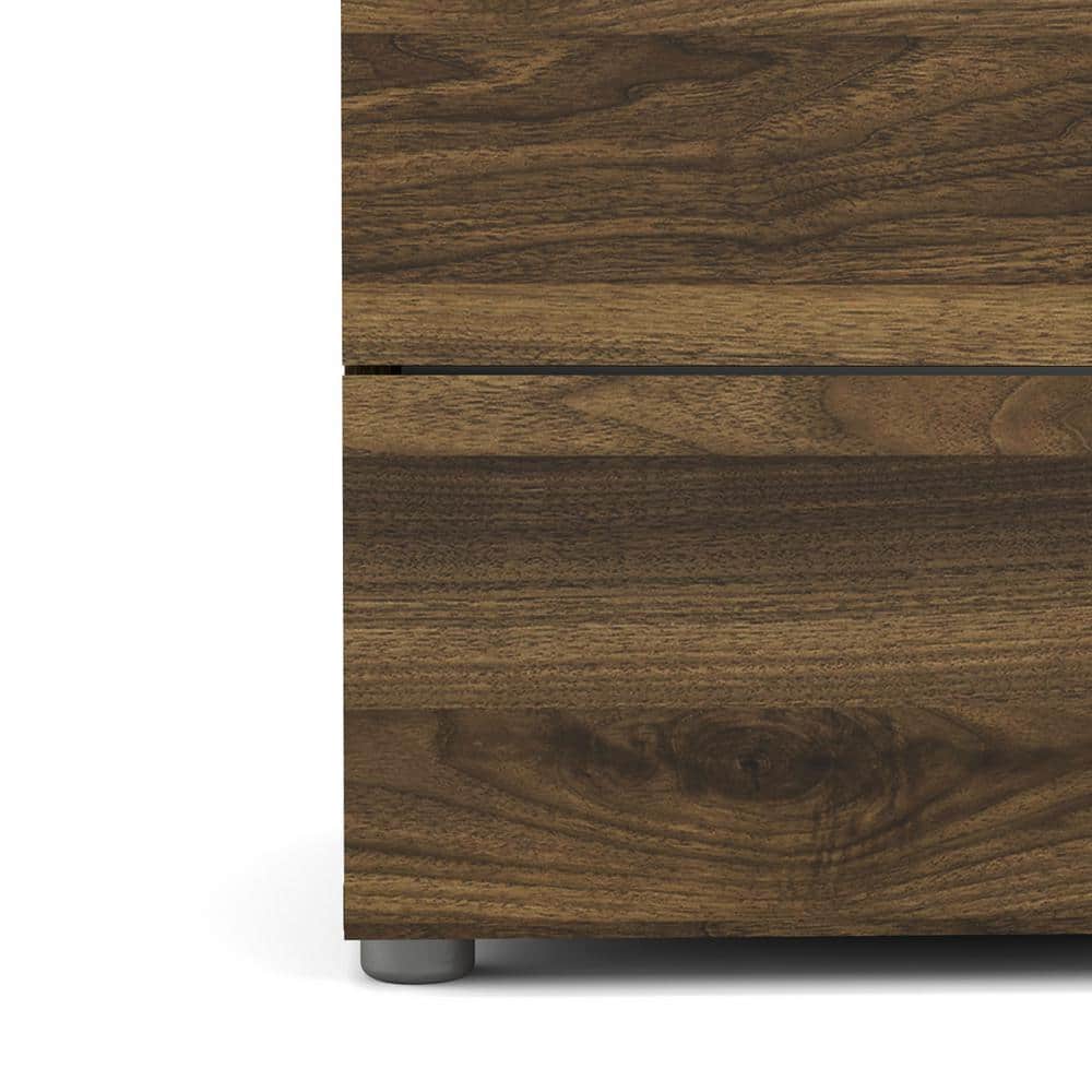 Walnut Medium Wood 4-Drawer Chest with Steel Handles