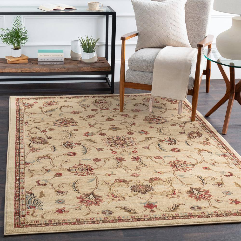 Riley Beige Synthetic Vintage Oriental Runner Rug