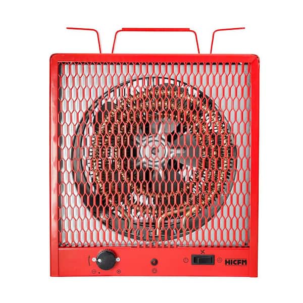 Edendirect 5600-Watt Red Electric Garage Heater, Micathermic Space Heater with Integrated Thermostat Control, Convection