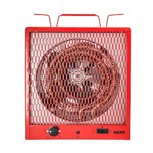 5600-Watt Red Electric Garage Heater, Micathermic Space Heater with Integrated Thermostat Control, Convection