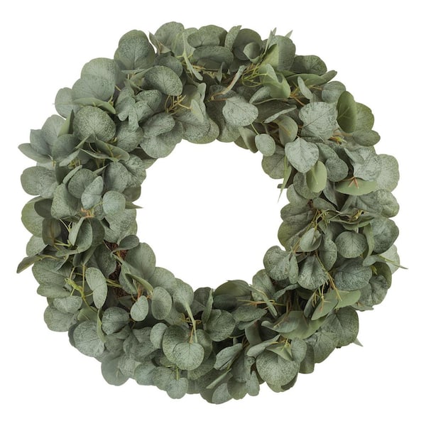 Home Accents Holiday 24 in. Artificial Light Green Eucalyptus Wreath