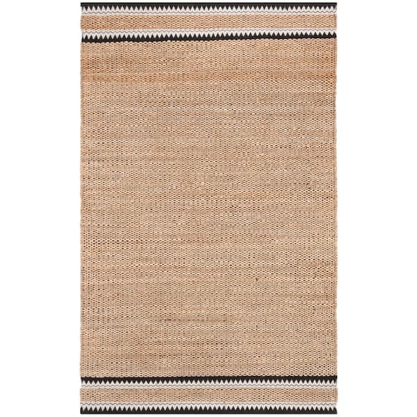 SAFAVIEH Natural Fiber Beige/Black 6 ft. x 9 ft. Border Area Rug