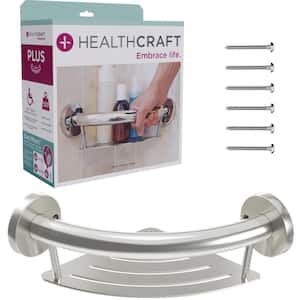 Plus, 9 .5 in. Concealed Screw Grab Bar And Corner Shelf, 2-In-1 Decorative Grab Bar ADA Compliant in Brushed Stainless