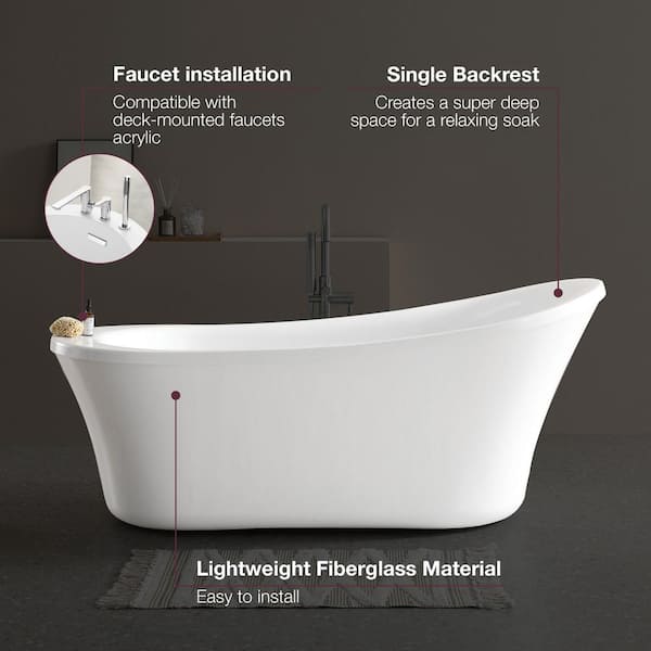 Aiden 70 in. Acrylic Flatbottom Non-Whirlpool Bathtub in White and Faucet Combo in Chrome Aiden 70 in. Acrylic Flatbottom Non-Whirlpool Bathtub in White and Faucet Combo in Chrome