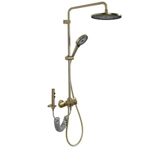 Single Handle 4-Spray Shower Faucet 2 GPM with Hand Shower, Pressure Balance&Anti Scald in. Brushed Gold(Valve Included)