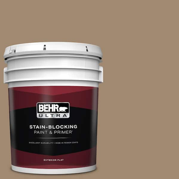 BEHR ULTRA 5 gal. #700D-5 Toffee Crunch Flat Exterior Paint & Primer