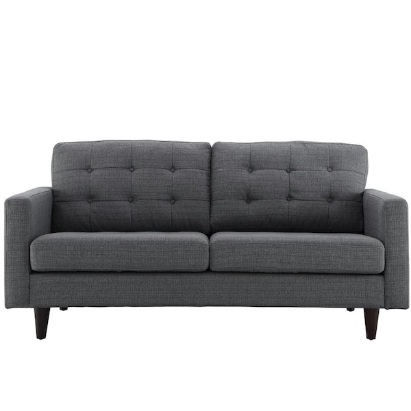 MODWAY Empress 72.5 in. Gray Polyester 2-Seater Loveseat with Removable Cushions