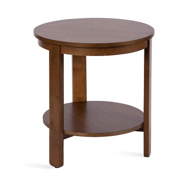 Foxford 22.01 in. Walnut Brown Round Wood Veneer/MDF End Table
