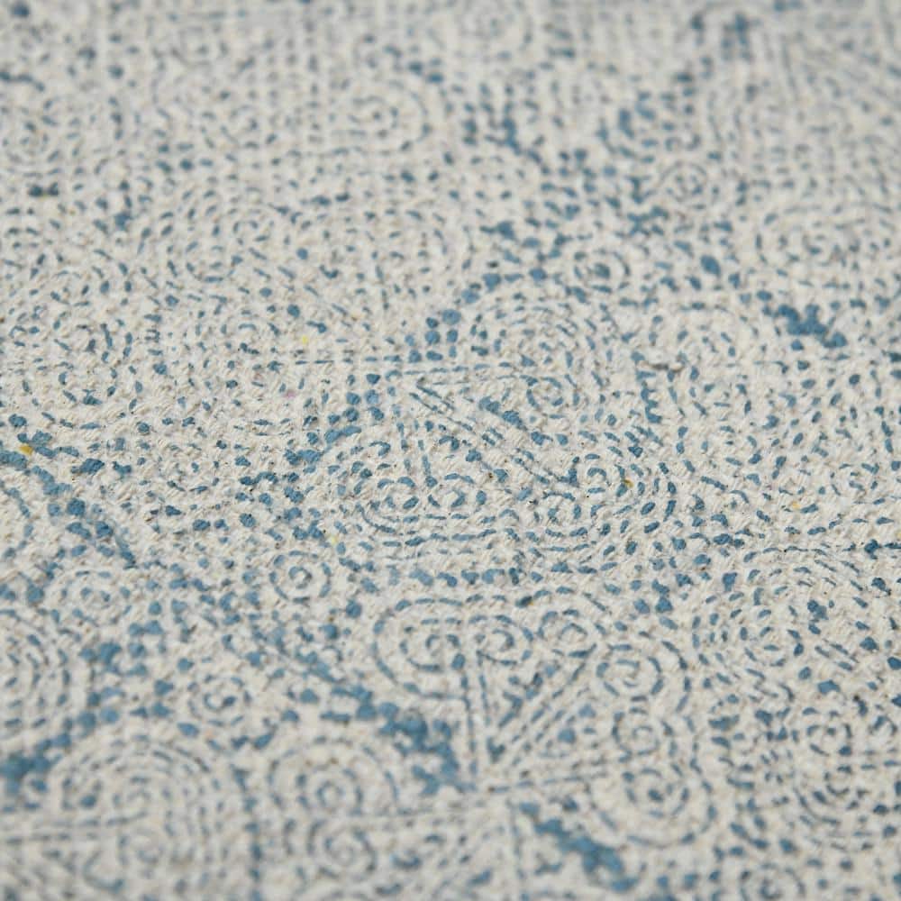 Blue Geometric Cotton Rectangular 5' x 7' Handmade Rug
