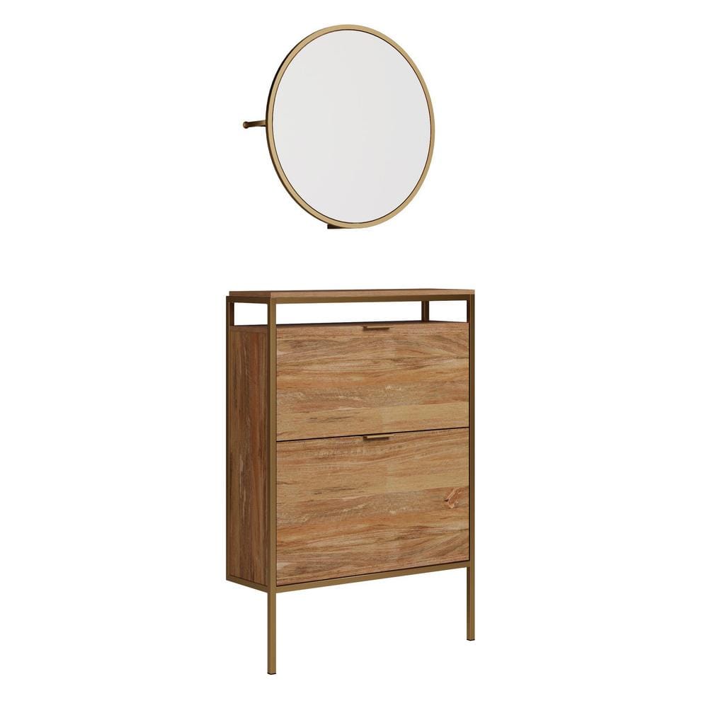 Sindoori Mango Wall-Mounted Shoe Cabinet with Mirror