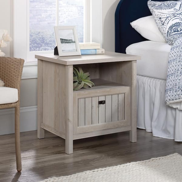 SAUDER Costa 1-Drawer Chalked Chestnut Nightstand 23.622 in. H x 23.150 in. W x 19.291 in. D
