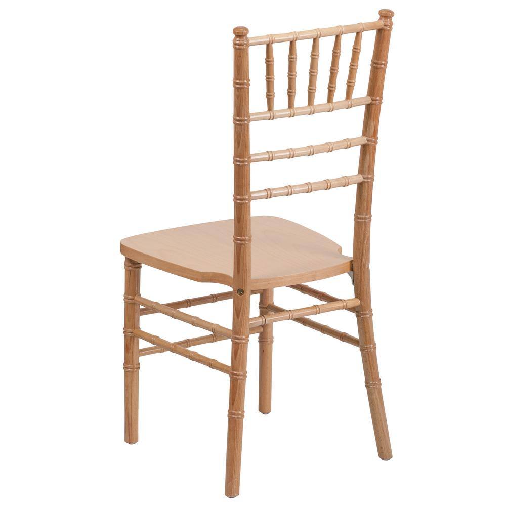 Natural Wood Chiavari Side Chair with Beige Slat Back