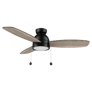 Troyes 48 in. Integrated LED Indoor Black 5-Speed DC Ceiling Fan with Light Kit and Color Changing Pull Chain