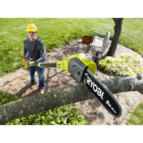 RYOBI ONE+ 18V 8 in. Cordless Battery Pole Saw, 10 in. Chainsaw 