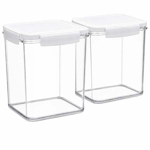2-Piece White 4 L Airtight Food Storage Canister Set with Lids, Spoons and Clear Capacity Scale