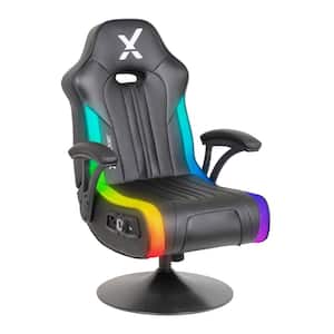 Torque RGB Faux Leather Ergonomic Swivel Audio Pedestal Gaming Chair in Black with Arms