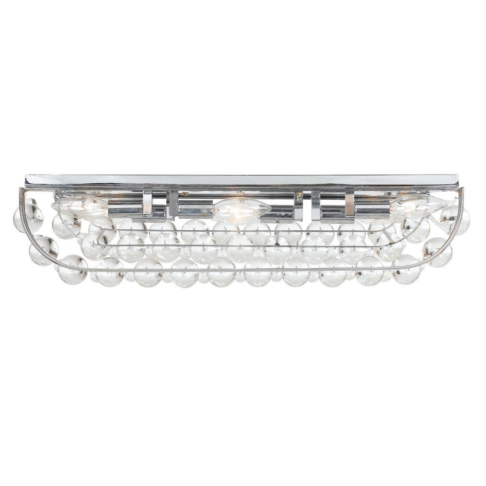 Polished Chrome 8-Light Dimmable Vanity Fixture with Clear Glass Drops