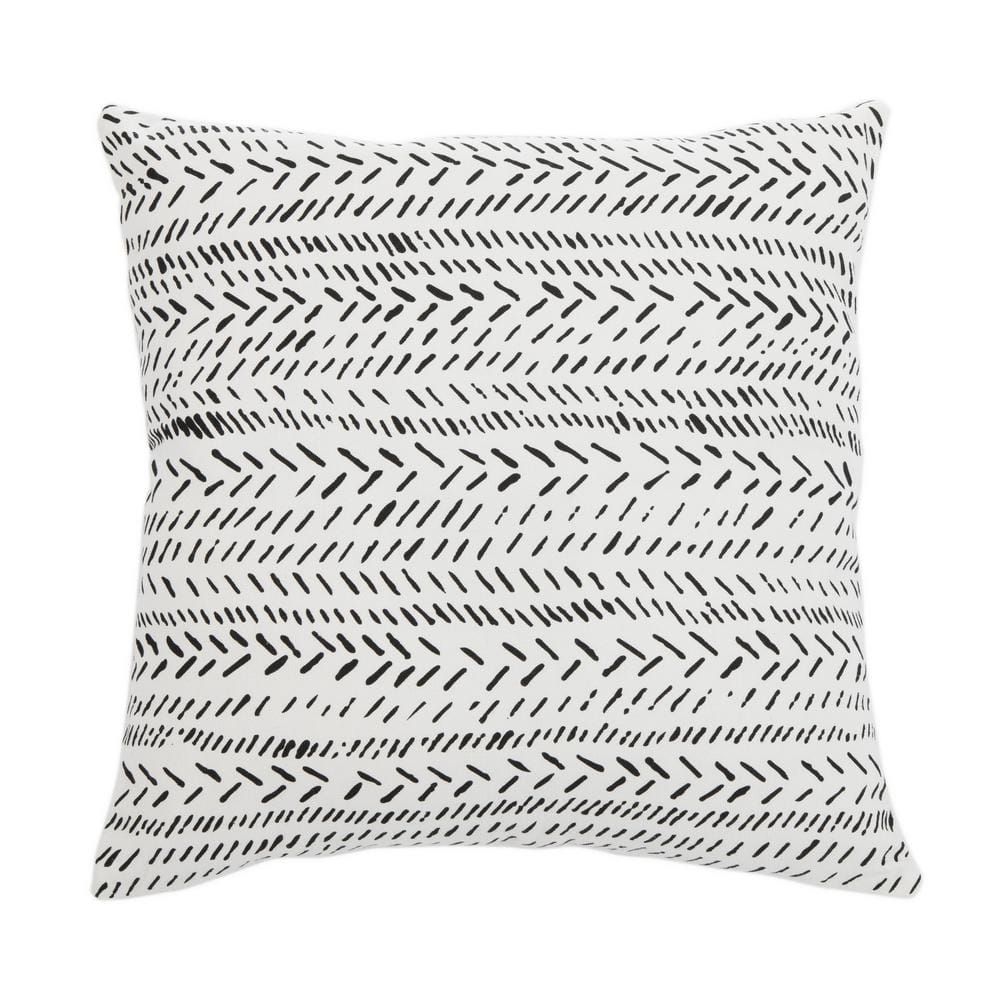 Contemporary Black and White Cotton Square Throw Pillow 18" x 18"