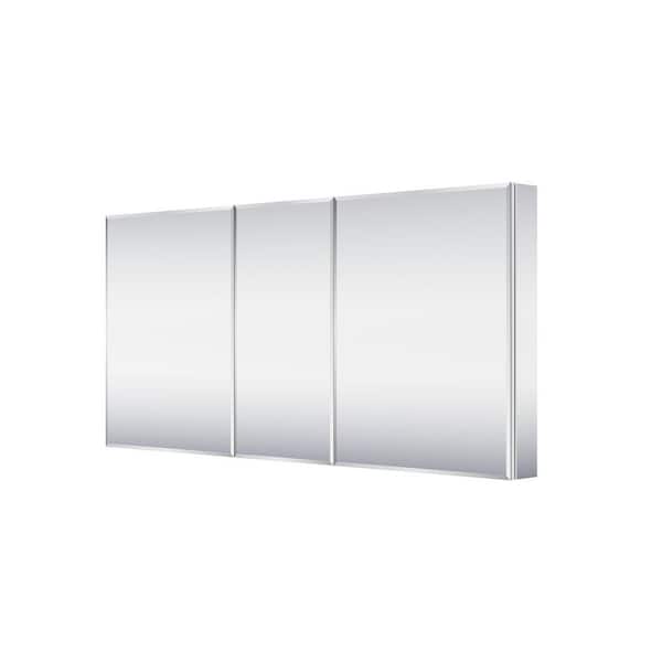 Edge-Polished 64 in. W x 30 in. H Rectangular Aluminum Recessed/Surface Mount Medicine Cabinet with Mirror