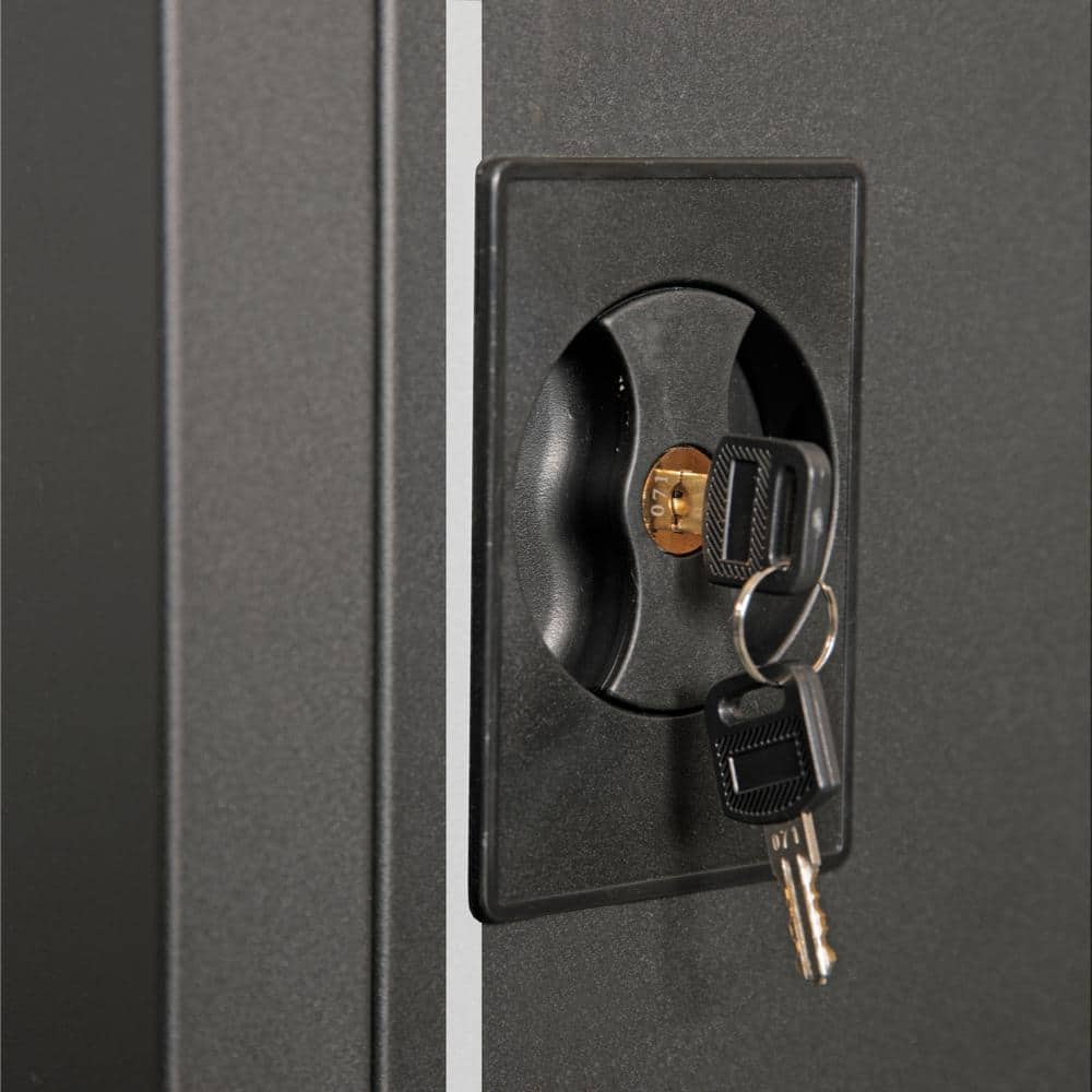 Black Metal 5-Rifle Locking Gun Storage Cabinet with Pistol Compartment