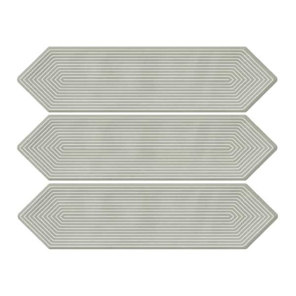 Giorbello Glossy Ceramic Decor Picket Hexagon Subway 3 in. x 12 in. x 10 mm Wall Tile Case - Sage (20-Tile Pieces/5 sq. ft.)