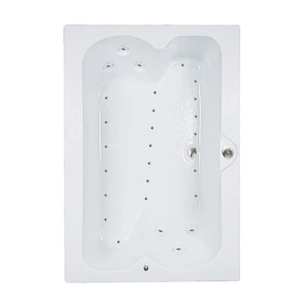 Comfortflo Premier 60 in. x 48 in. Acrylic Rectangular Drop-in Air Bathtub with Reversible Drain in Bone