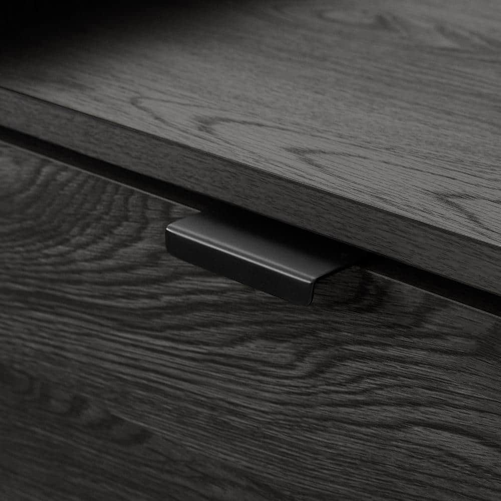 Gray Oak 75" TV Stand with Cabinet and Storage Shelves