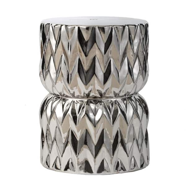 A & B Home 18.1 in. Silver Backless Ceramic Short (16-23 in.)