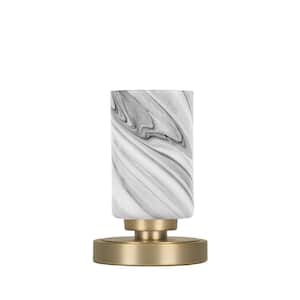 Quincy 8 in. New Age Brass Accent Lamp with Onyx Swirl Glass Shade