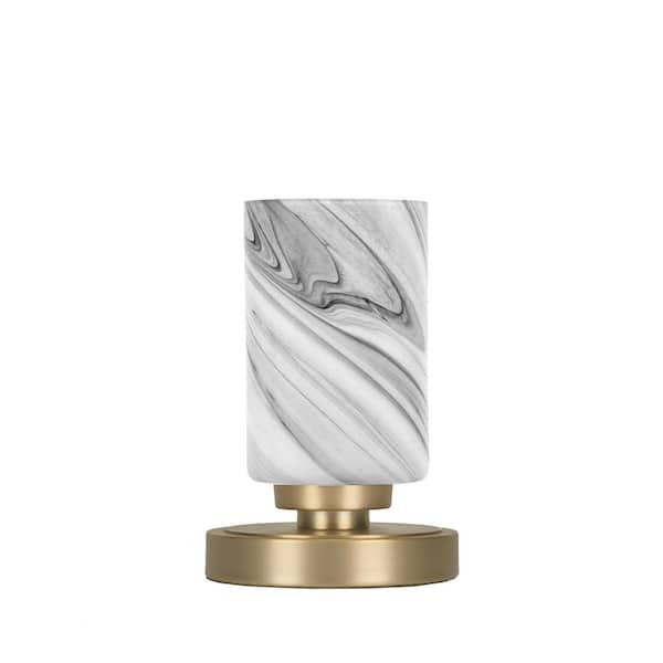 Unbranded Quincy 8 in. New Age Brass Accent Lamp with Onyx Swirl Glass Shade