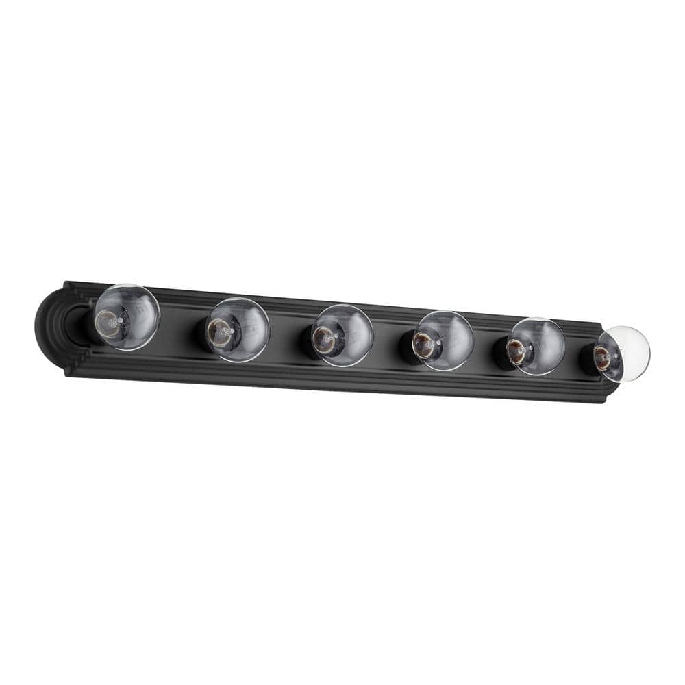 Traditional 36 in. W 6-Lights Textured Black Vanity Light with Exposed Bulbs price history on PriceWatchPro