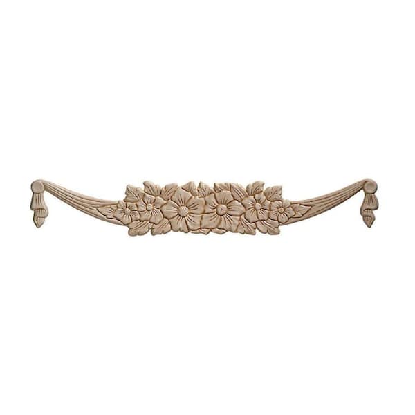 Ornamental Mouldings 7/32 in. x 21-1/4 in. x 3-3/8 in. Birch Garland Onlay Ornament Moulding