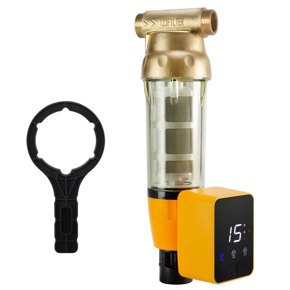 100-Micron Reusable Large Sediment Spin-Down Water Filter with Auto Flushing, 25 GPM, 1 in. MNPT, 3/4 in. FNPT