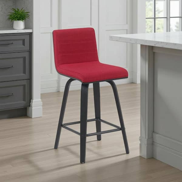Vienna 26 in. Counter Height Red Upholstered Swivel Barstool