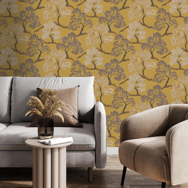 Sublime Trees Ochre Wallpaper