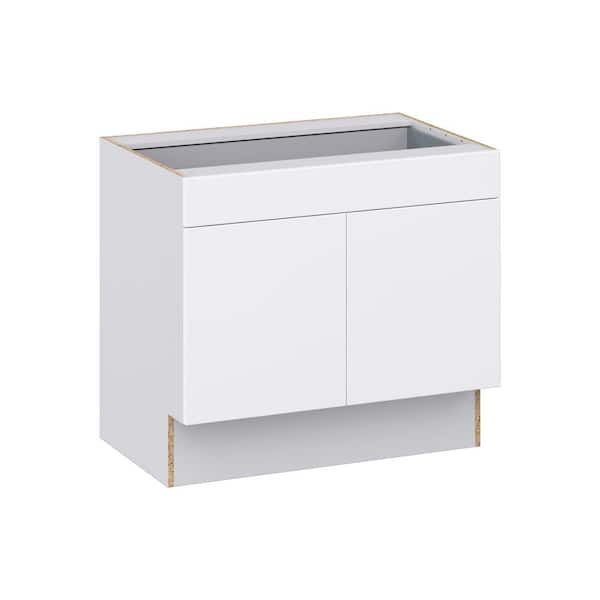 J COLLECTION Fairhope Bright White Slab Assembled Accessible ADA Base Cabinet with 1 Drawer (36 in. W x 32.5 in. H x 23.75 in. D)