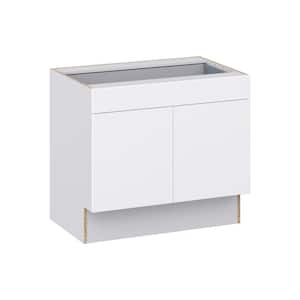 Fairhope Bright White Slab Assembled Accessible ADA Base Cabinet with 1 Drawer (36 in. W x 32.5 in. H x 23.75 in. D)