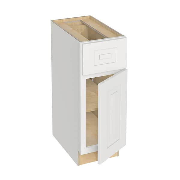 Home Decorators Collection Grayson 12 in. W x 21 in. D x 34.5 in. H Assembled Plywood Base Bath Cabinet in Pacific White with Soft Close RH