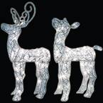 2 Count 24 in. and 28in. 50-Light LED Baby Deer Woven Glitter Wireframe