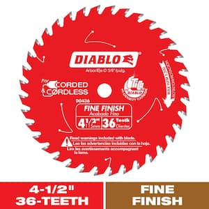 4-1/2in. x 36-Tooth Fine Finish Circular Saw Blade for Wood