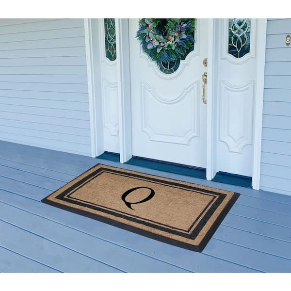 A1 Home Collections A1HC Beige 18 in. x 30 in. Natural Coir Heavy Duty PVC  Backing Outdoor Monogrammed Q Door Mat 200021BR_18X30Q - The Home Depot
