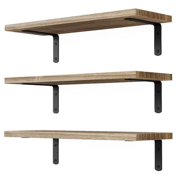 Unbranded 5.9 in. W x 16.5 in. D wood Rustic Brown Floating Shelves for Wall Decor 3-Decorative wall Shelf