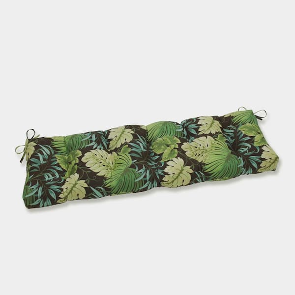 Pillow Perfect Tropical Rectangular Outdoor Bench Cushion in Green